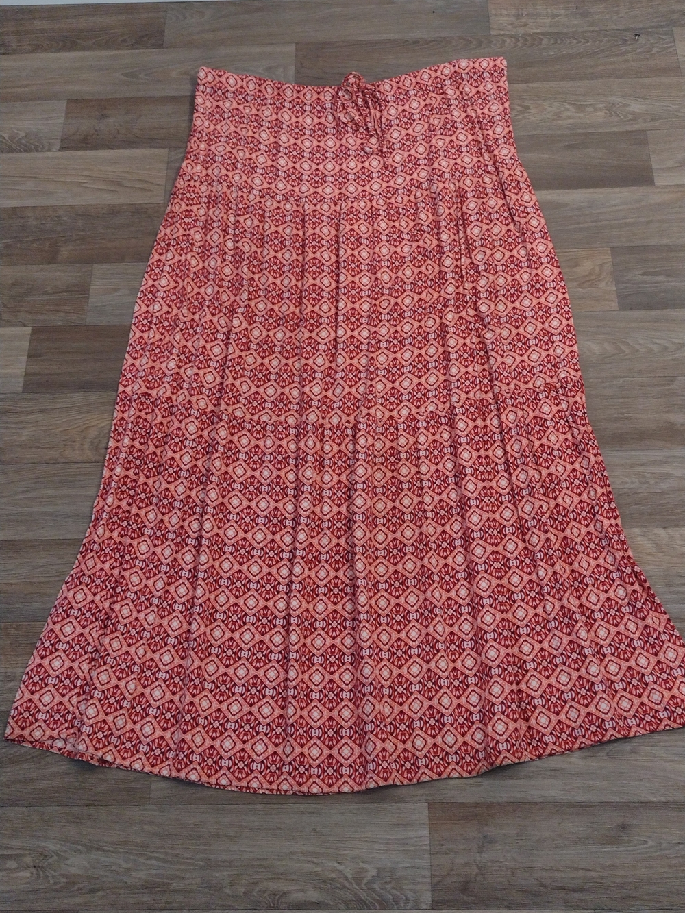 Mossimo Supply Co. Coral Red Printed Maxi Skirt